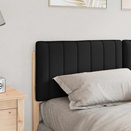 Polstret sengegavl Brun og sort 160 cm Massiv fyrretræ