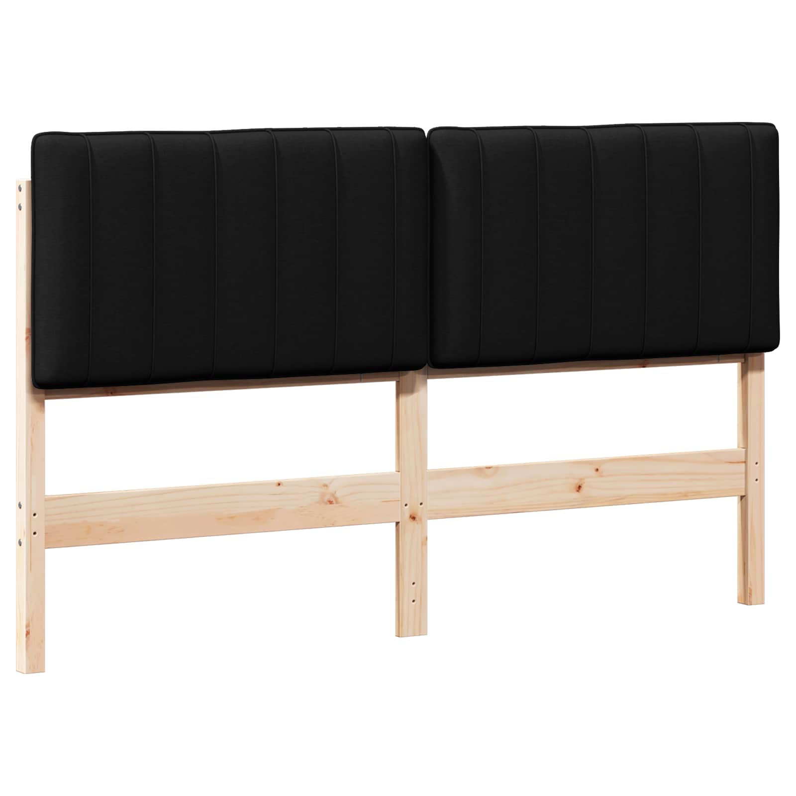 Polstret sengegavl Brun og sort 160 cm Massiv fyrretræ