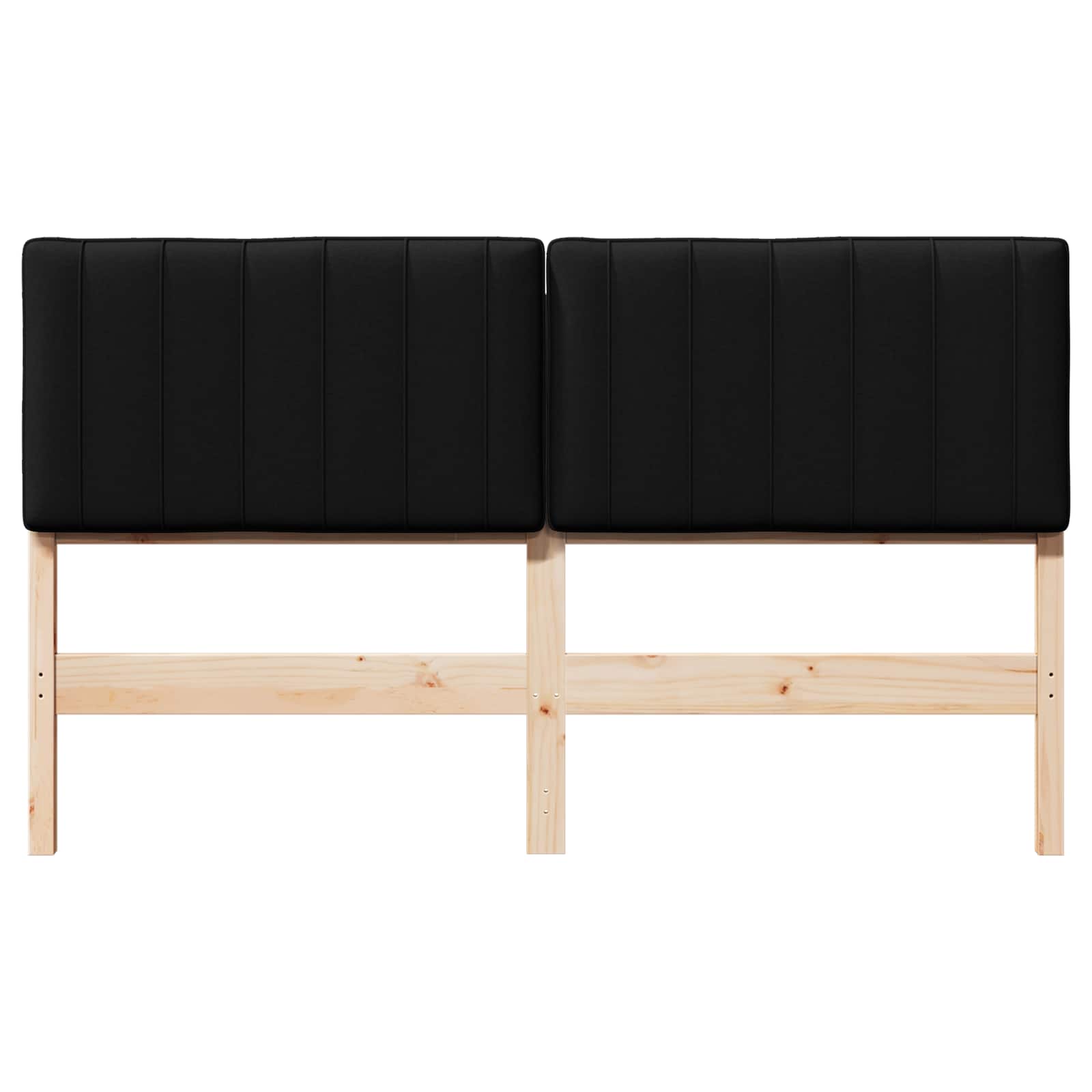 Polstret sengegavl Brun og sort 160 cm Massiv fyrretræ