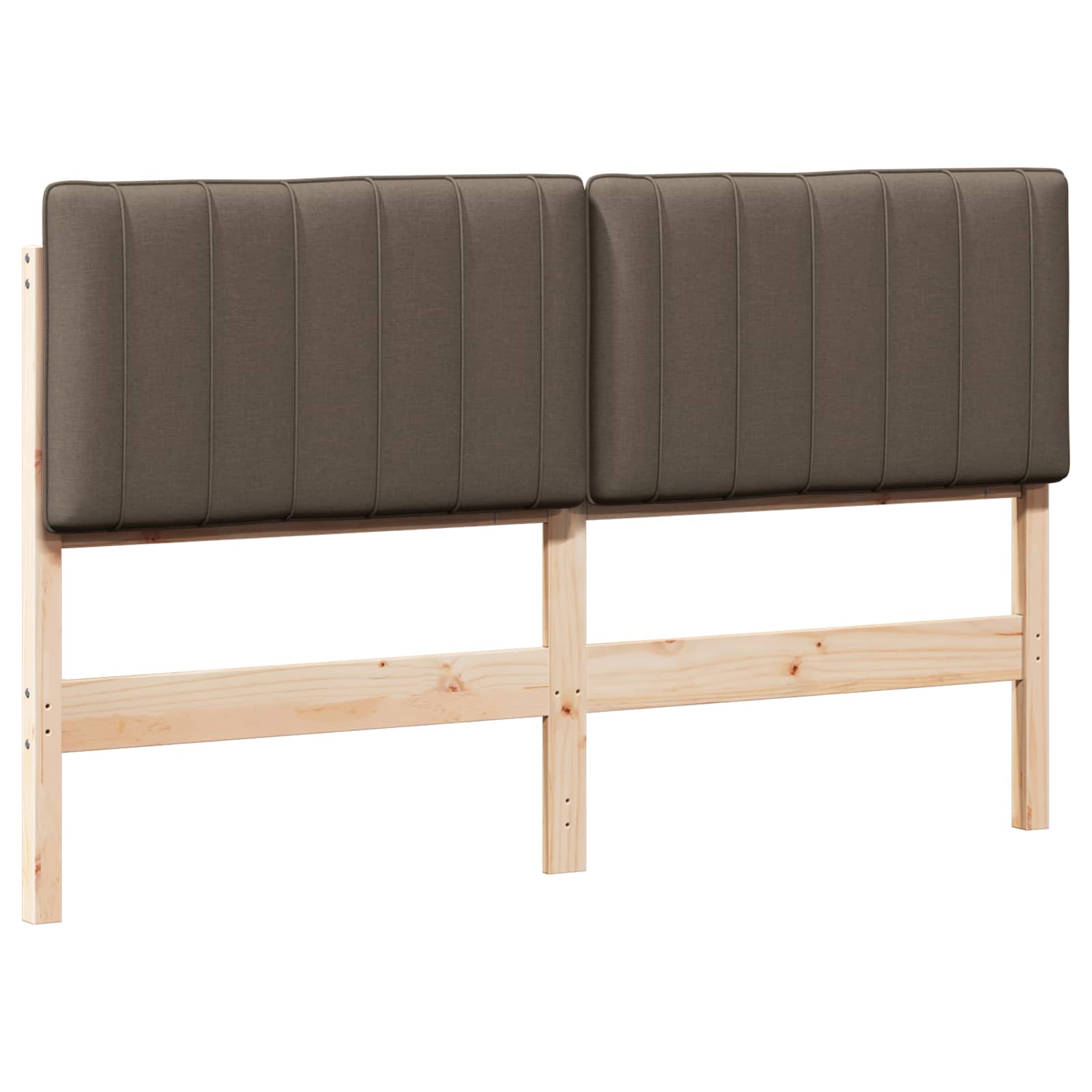 Polstret sengegavl Brun og Taupe 160 cm Massiv fyrretræ
