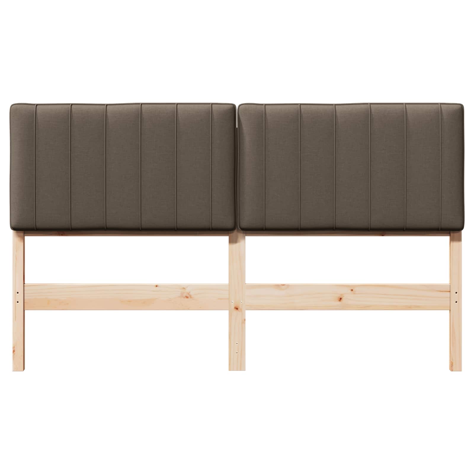 Polstret sengegavl Brun og Taupe 160 cm Massiv fyrretræ