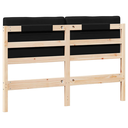 Polstret sengegavl Brun og sort 150 cm Massiv fyrretræ