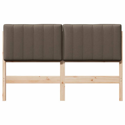 Polstret sengegavl Brun og Taupe 140 cm Massiv fyrretræ