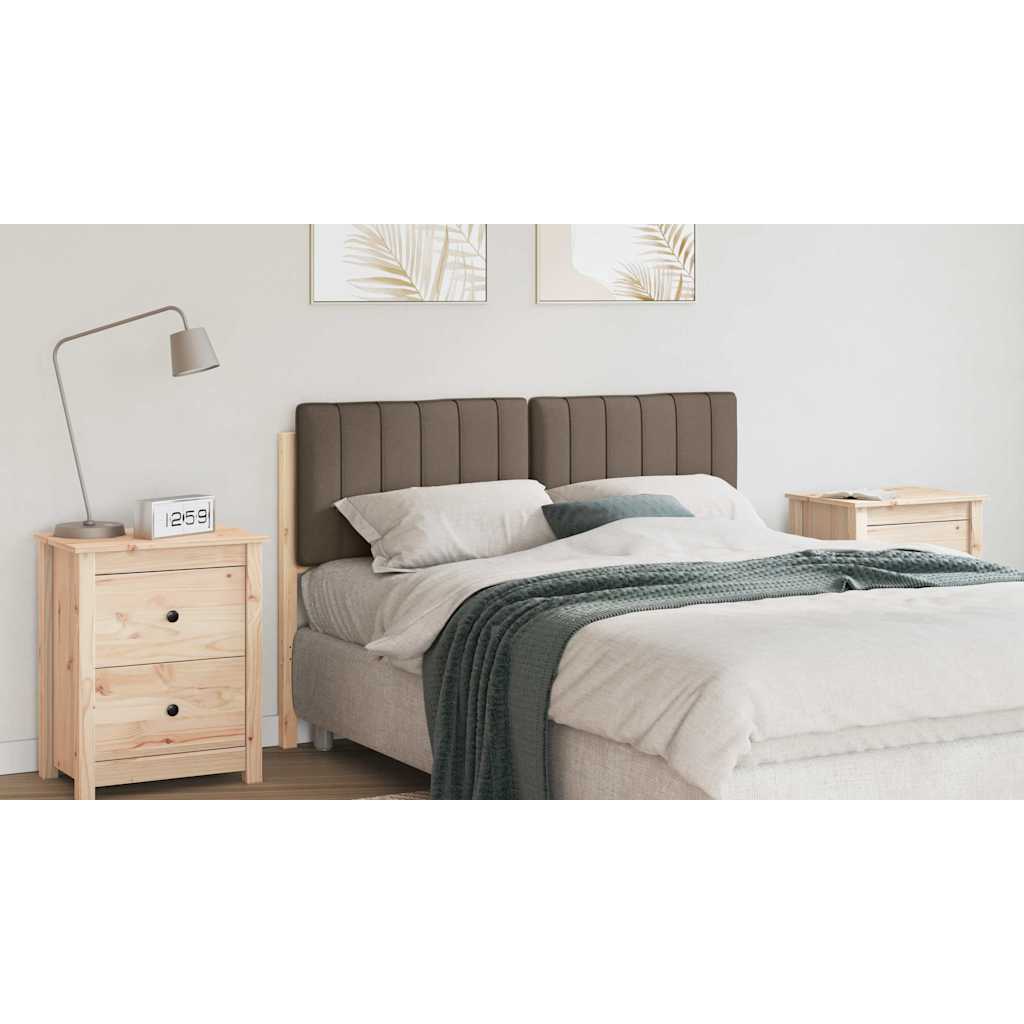 Polstret sengegavl Brun og Taupe 135 cm Massiv fyrretræ