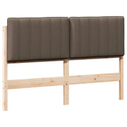Polstret sengegavl Brun og Taupe 135 cm Massiv fyrretræ