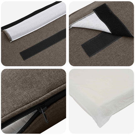Polstret sengegavl Brun og Taupe 120 cm Massiv fyrretræ