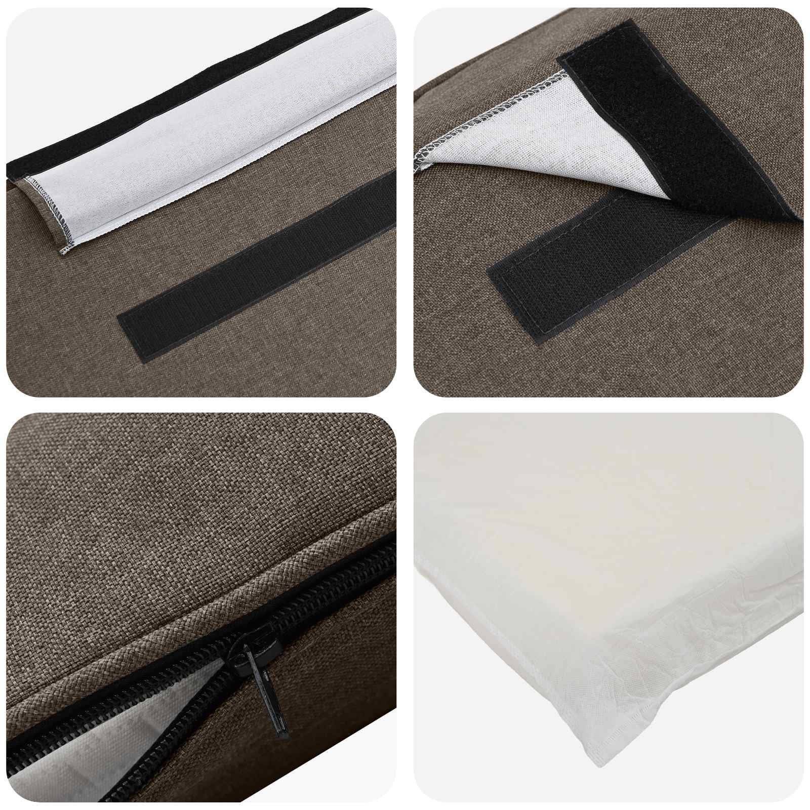 Polstret sengegavl Brun og Taupe 120 cm Massiv fyrretræ