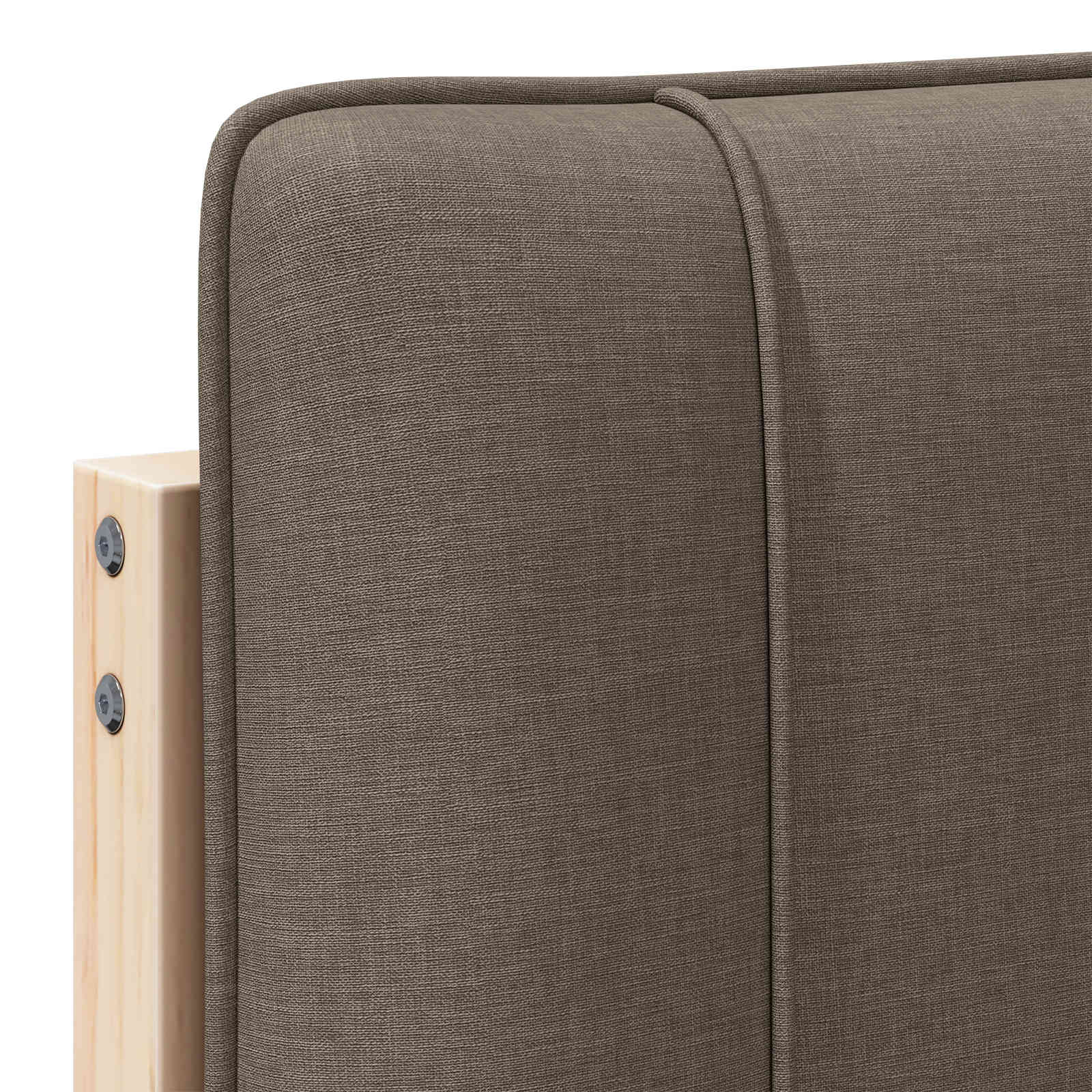 Polstret sengegavl Brun og Taupe 120 cm Massiv fyrretræ