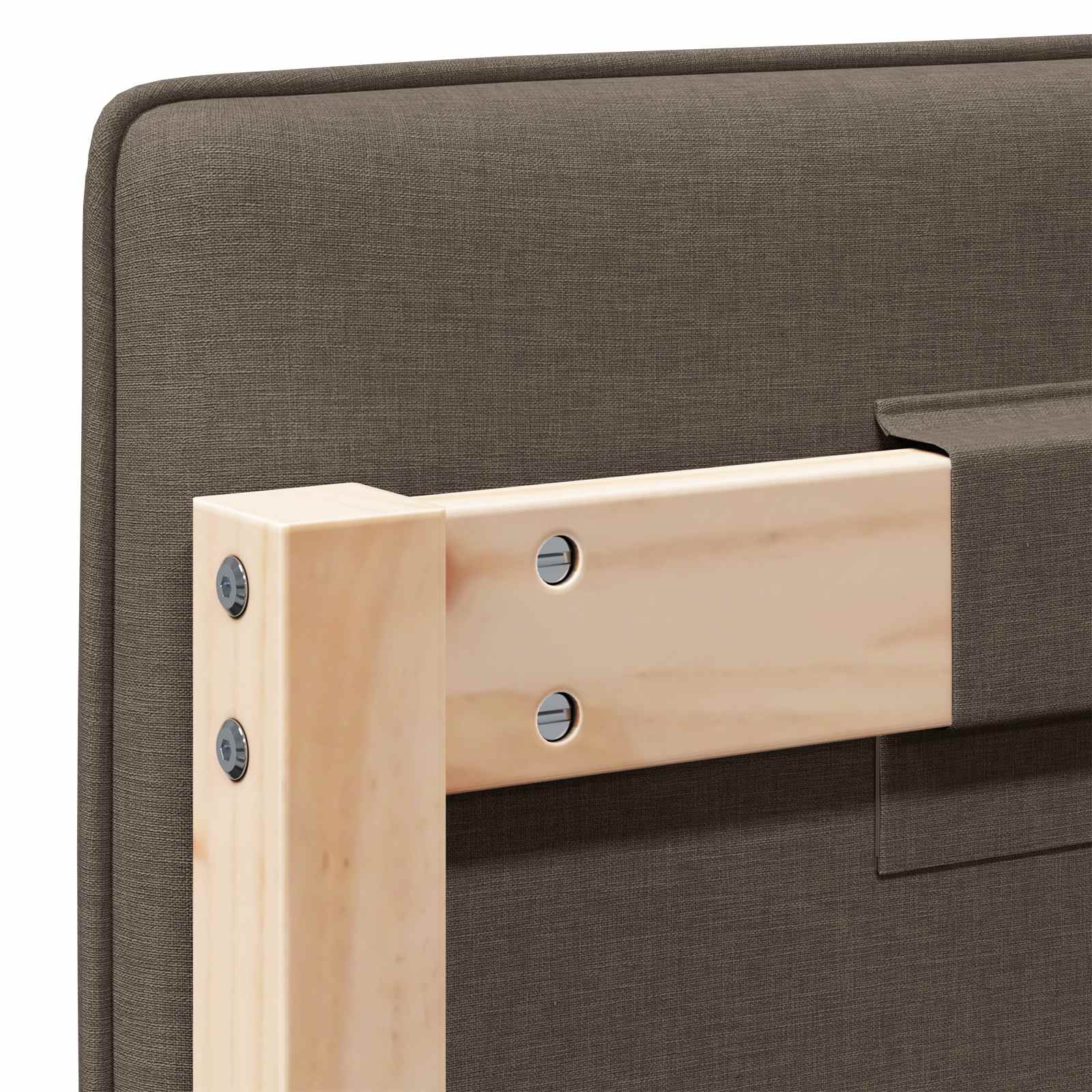 Polstret sengegavl Brun og Taupe 120 cm Massiv fyrretræ