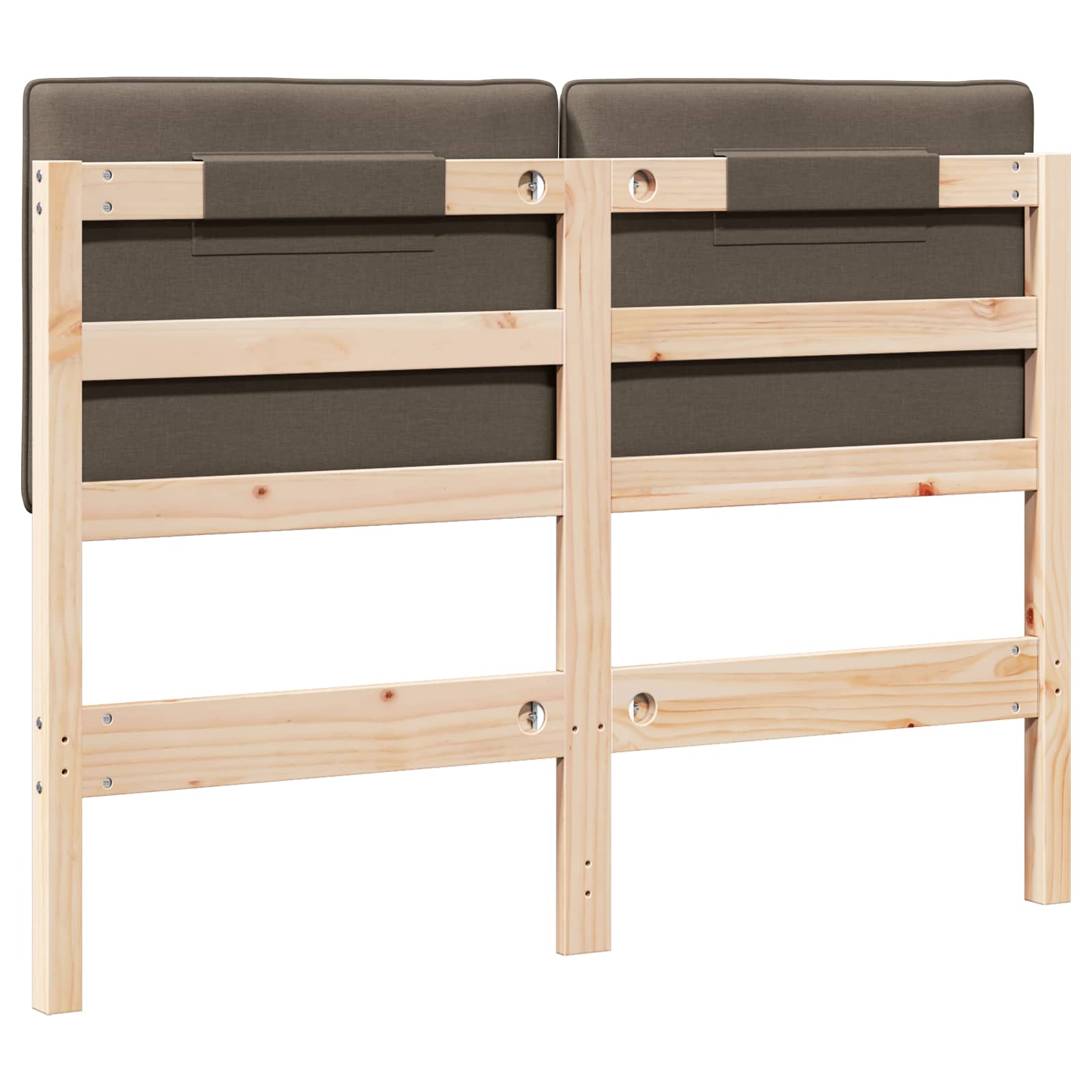 Polstret sengegavl Brun og Taupe 120 cm Massiv fyrretræ