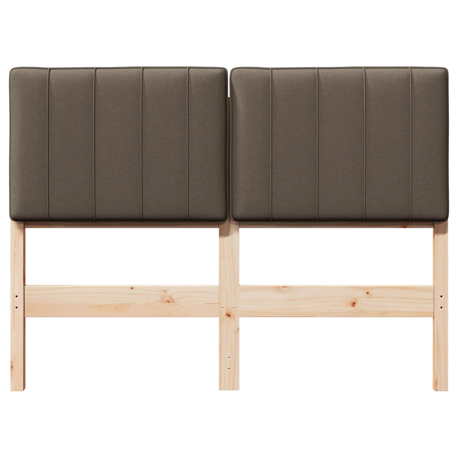Polstret sengegavl Brun og Taupe 120 cm Massiv fyrretræ