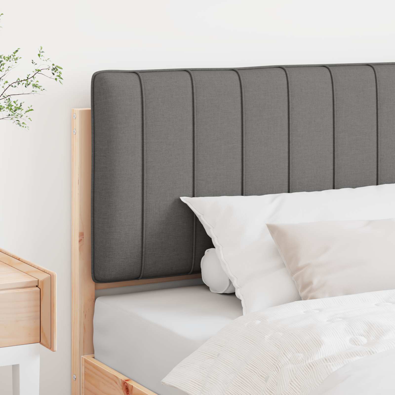 Polstret sengegavl Brun og Lys Grå 100 cm Massiv fyrretræ