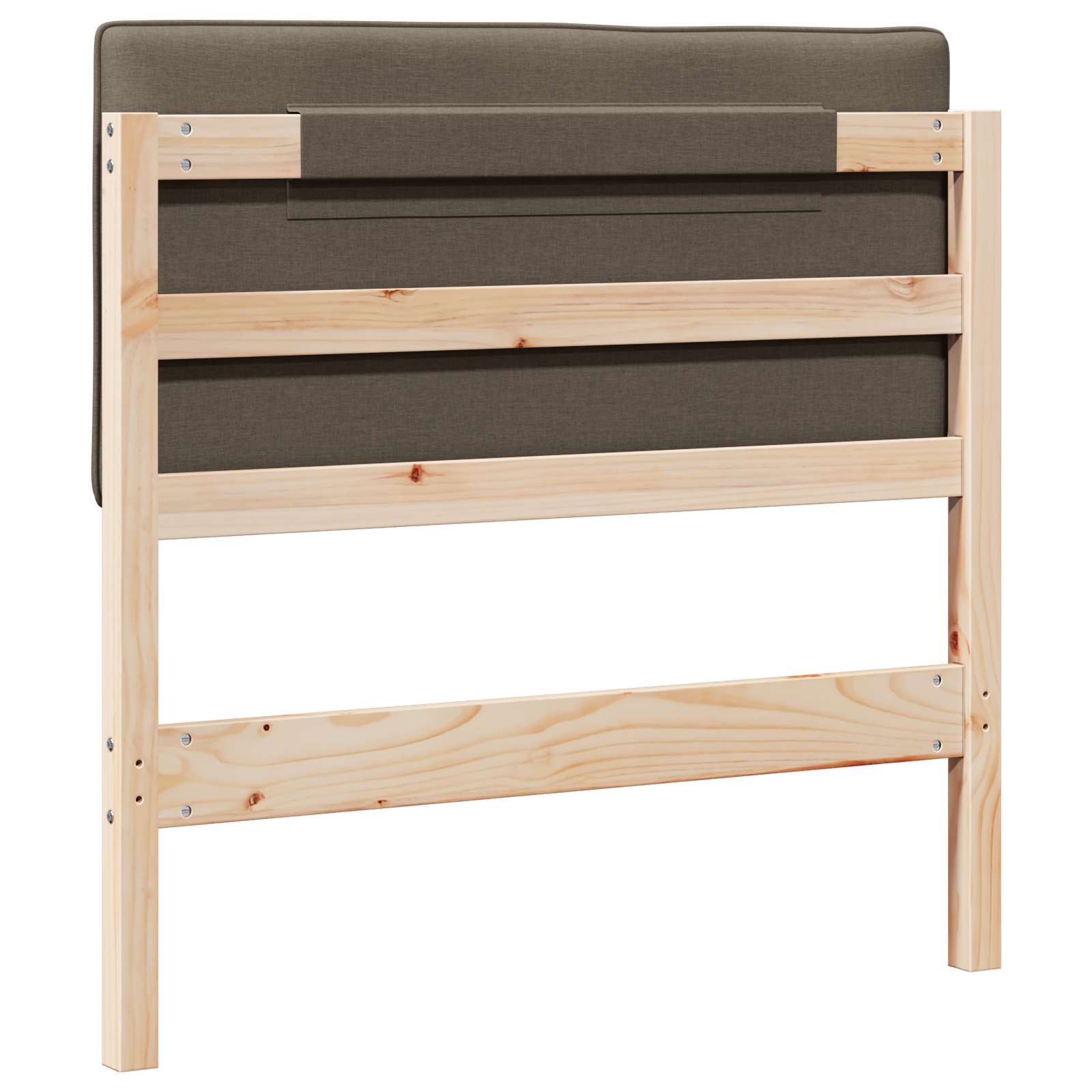 Polstret sengegavl Brun og Taupe 100 cm Massiv fyrretræ