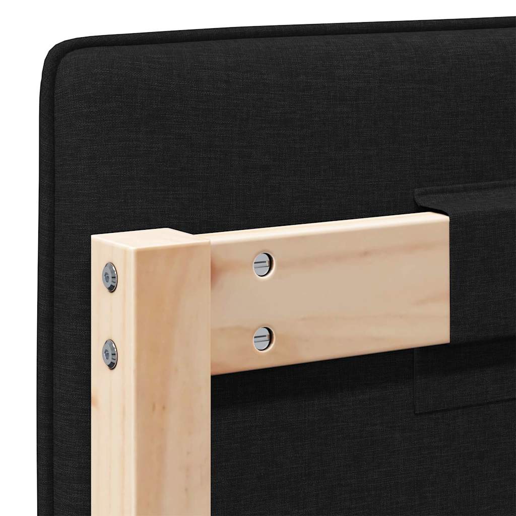 Polstret sengegavl Brun og sort 90 cm Massiv fyrretræ