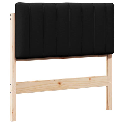 Polstret sengegavl Brun og sort 90 cm Massiv fyrretræ
