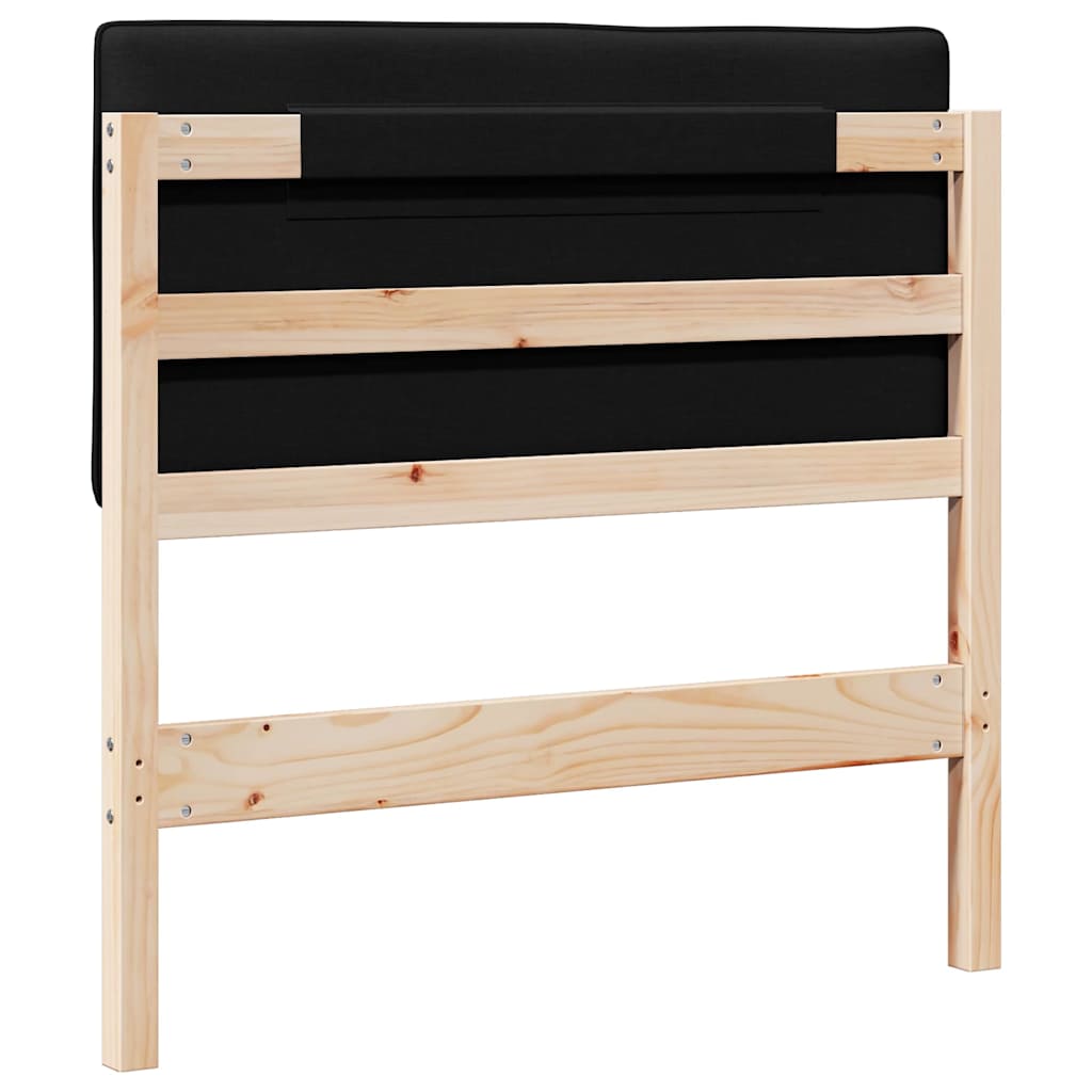 Polstret sengegavl Brun og sort 90 cm Massiv fyrretræ