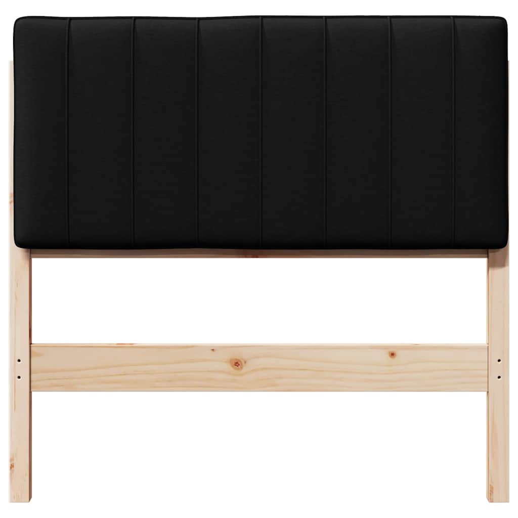 Polstret sengegavl Brun og sort 90 cm Massiv fyrretræ