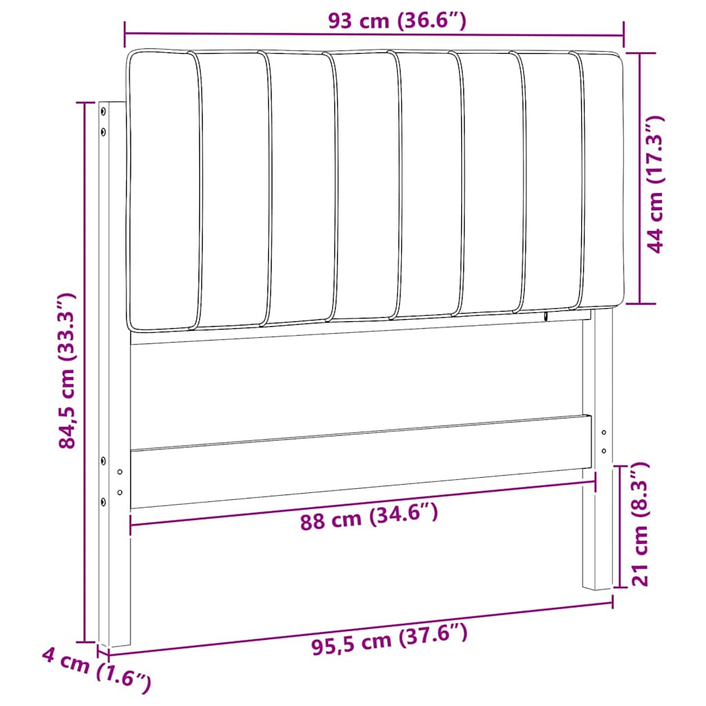 Polstret sengegavl Brun og Taupe 90 cm Massiv fyrretræ