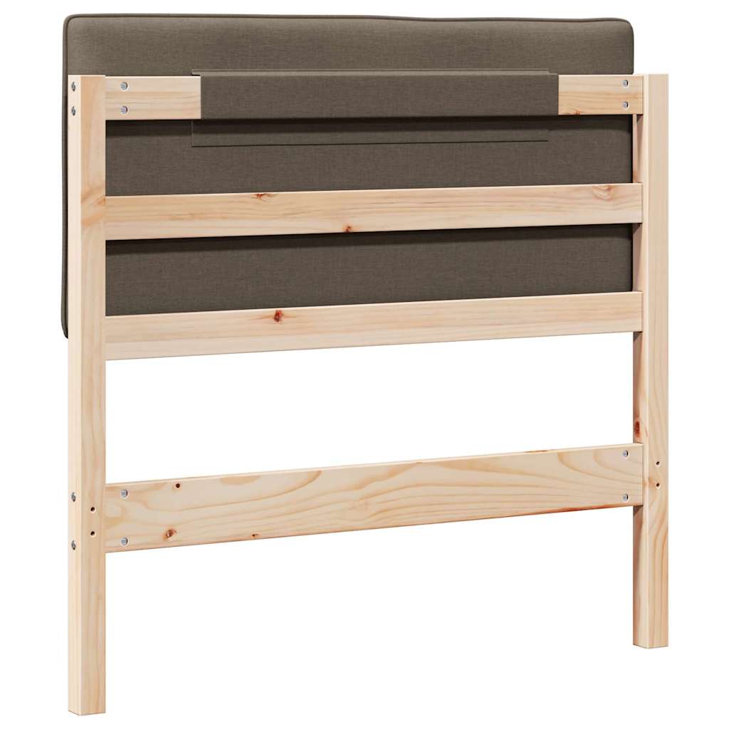 Polstret sengegavl Brun og Taupe 80 cm Massiv fyrretræ