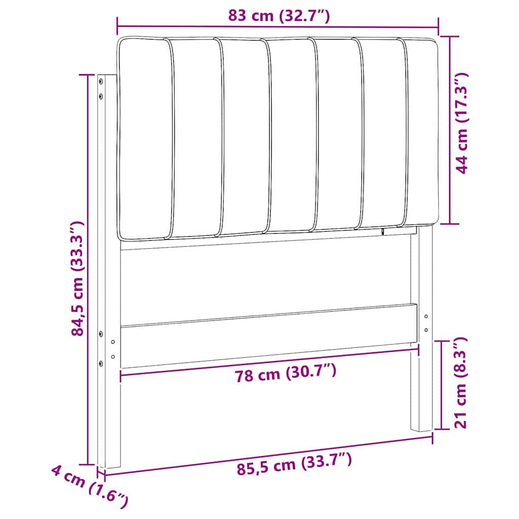 Polstret sengegavl Brun og Taupe 80 cm Massiv fyrretræ