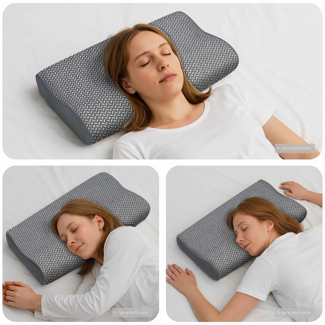 Hovedpude med pude Grå 60 x 34 x 11 cm Polyester