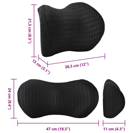 Nakkepude, Rygpude Sort Memory Skum 47 x 24 x 11 cm