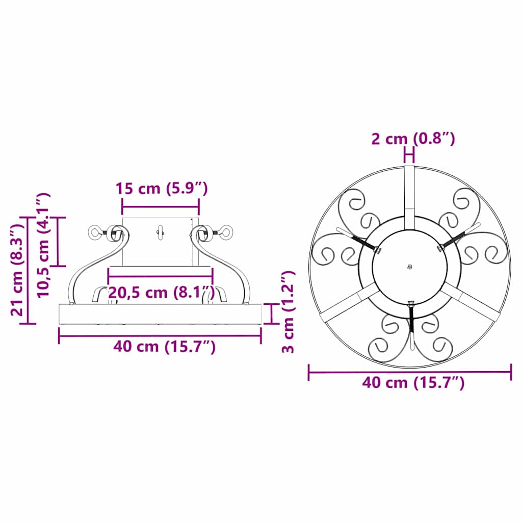 Juletræfod Sort 40 x 40 x 21 cm Stål