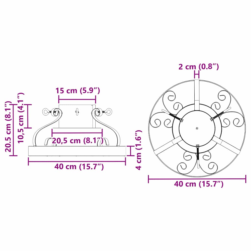 Juletræfod Antik kobber 40 x 40 x 20.5 cm Stål