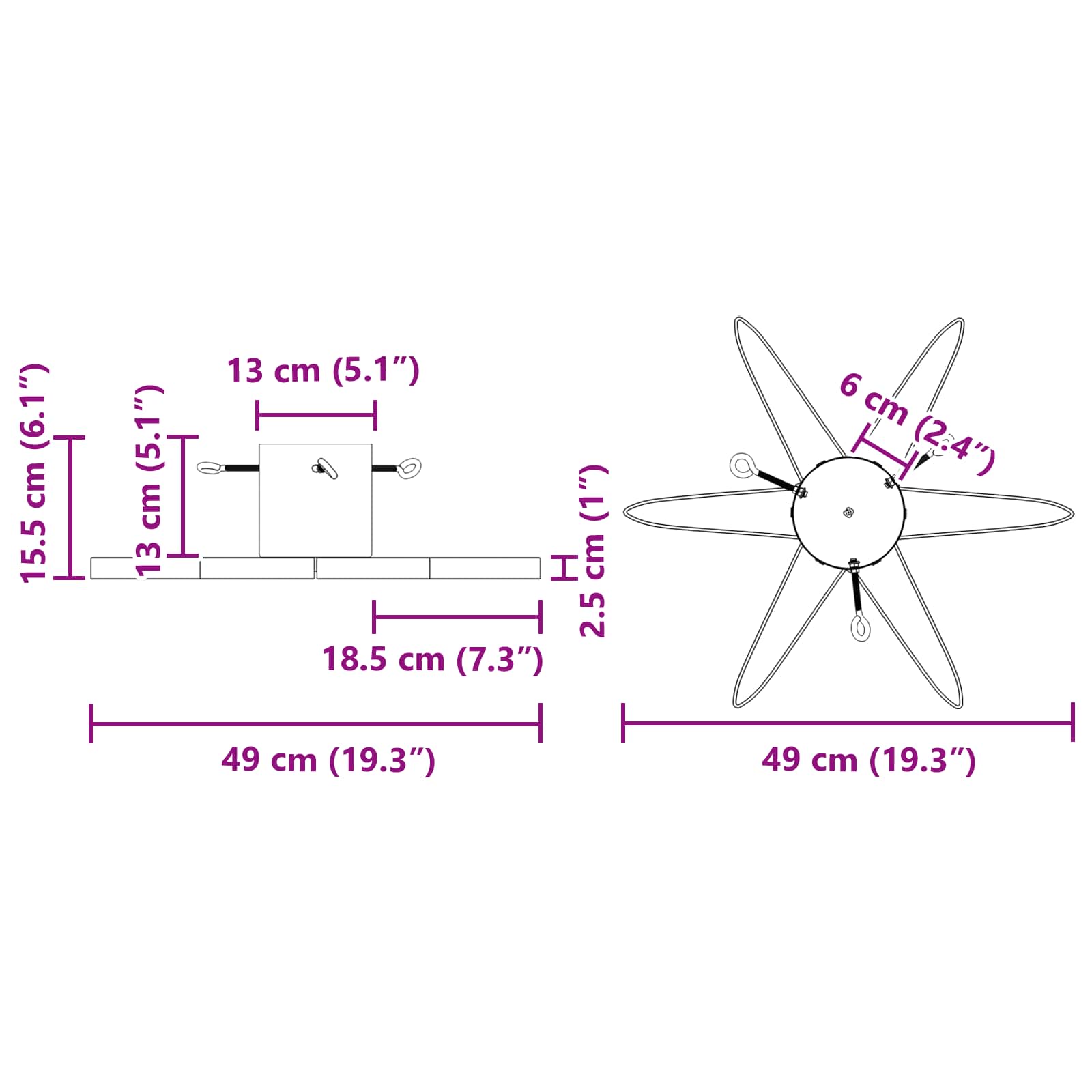 Juletræfod 1.73 med vandtank Rød 49 x 49 x 15,5 cm Stål