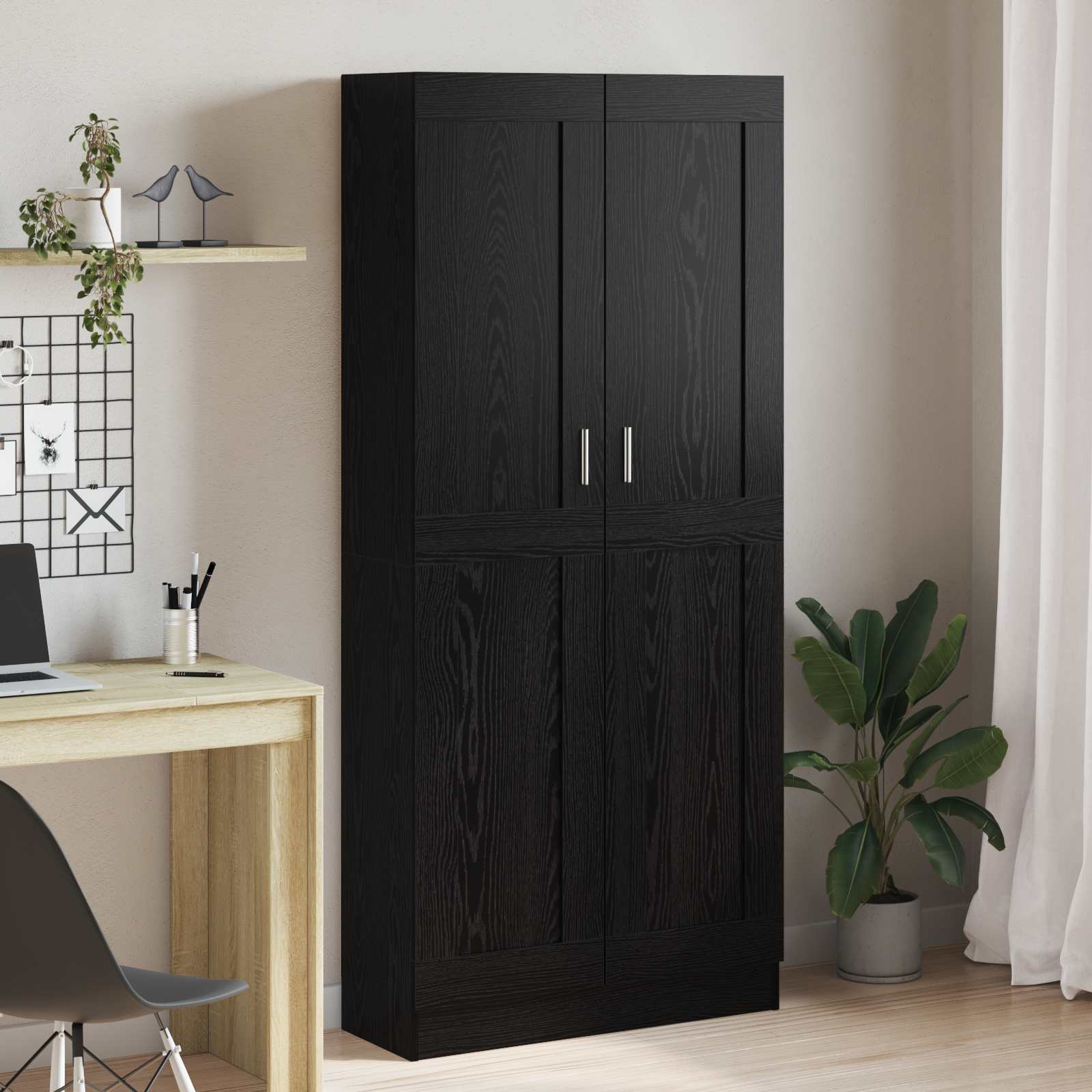 vidaXL Bogskab 3 niveauer 82,5 x 30,5 x 185 cm Konstrueret træ Sort eg