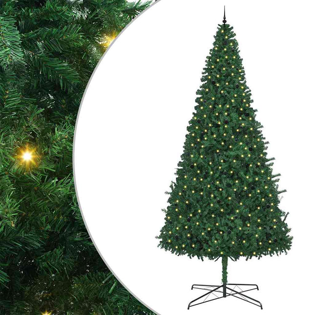 Juletræ Med dekorative strenglamper Grøn 400 cm PVC