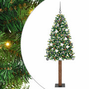 Slankt Juletræ med stativ Grøn 210 cm PVC og Massiv Fyrretræ