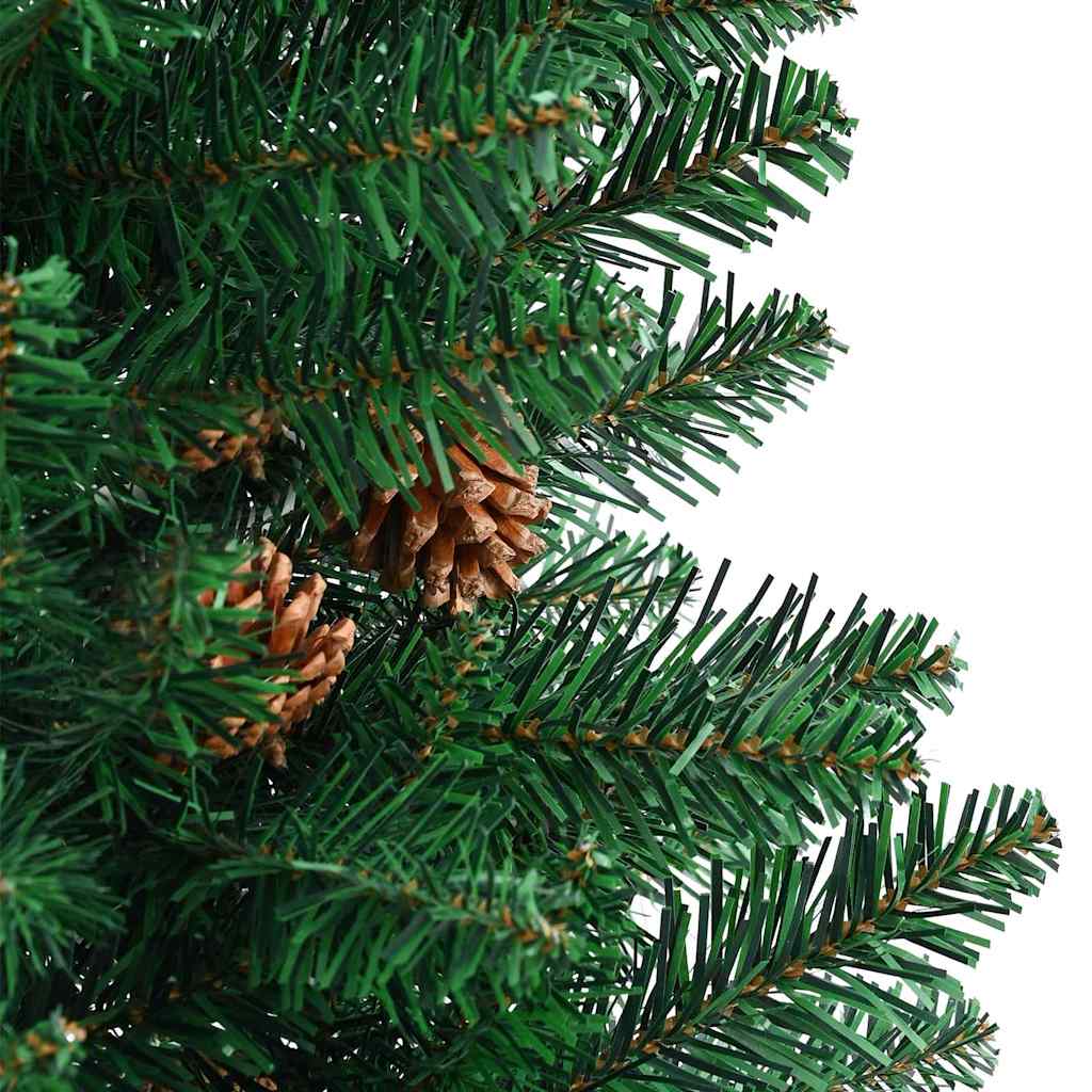 Slankt Juletræ med stativ Grøn 210 cm PVC og Massiv Fyrretræ