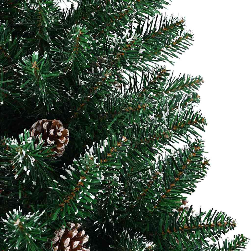 Slankt Juletræ med stativ Grøn 150 cm PVC og Massiv Fyrretræ