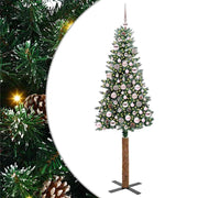 Slankt Juletræ med stativ Grøn 180 cm PVC og Massiv Fyrretræ