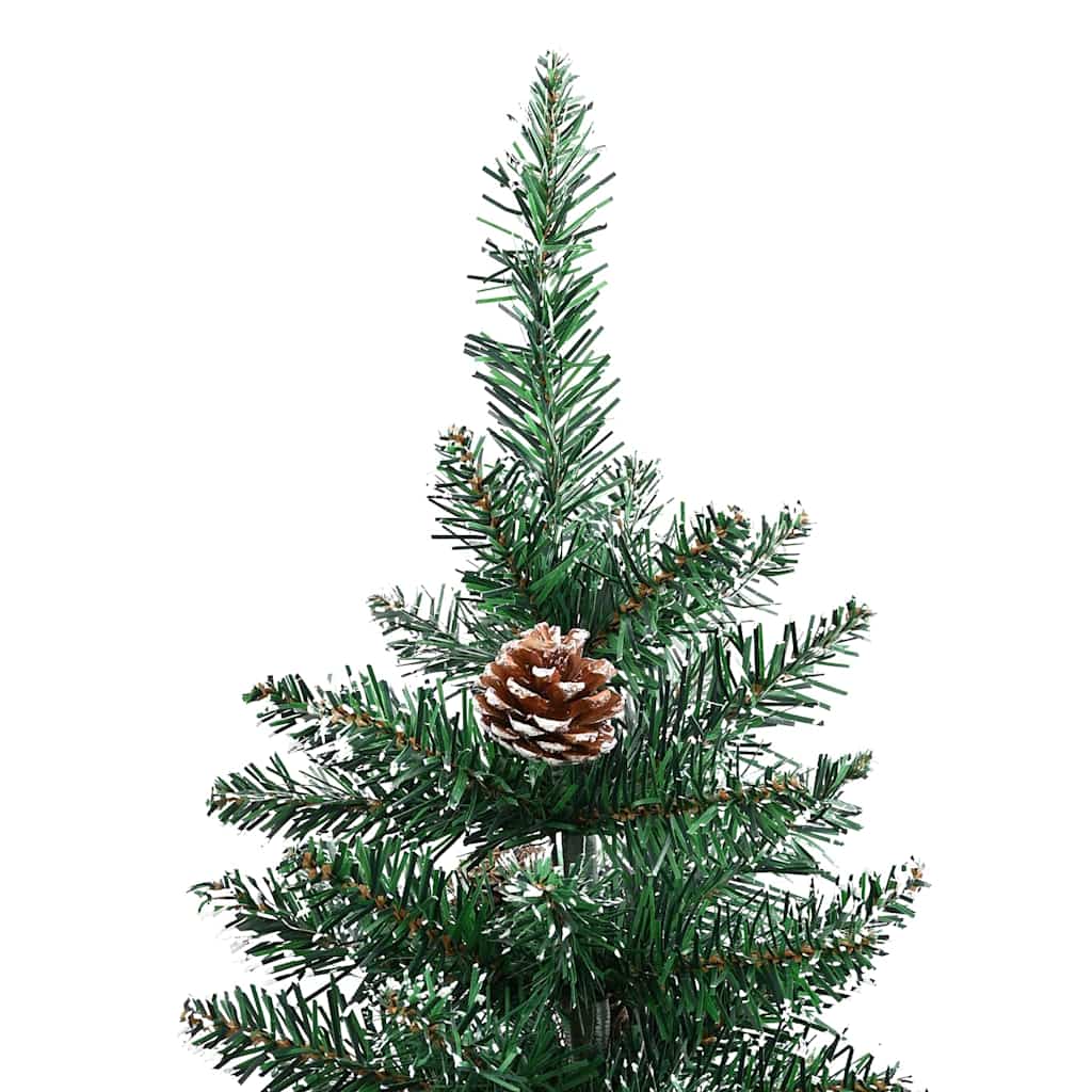 Slankt Juletræ med stativ Grøn 180 cm PVC og Massiv Fyrretræ