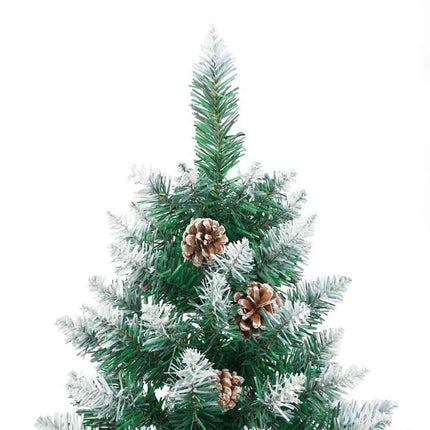 Slankt Juletræ med stativ Grøn 210 cm PVC og Massiv Fyrretræ