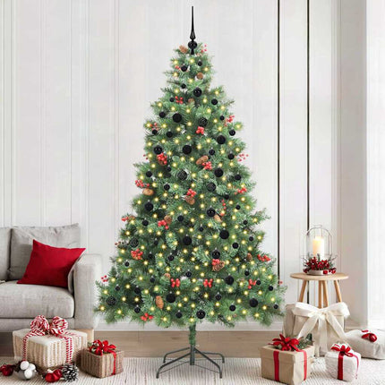Kunstigt juletræ med LED -strimmellys Grøn 240 cm PVC og metal