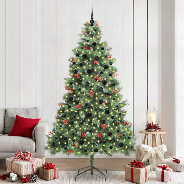 Kunstigt juletræ med LED -strimmellys Grøn 240 cm PVC og metal