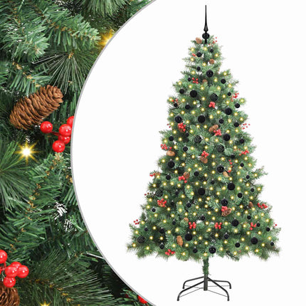 Kunstigt juletræ med LED -strimmellys Grøn 240 cm PVC og metal