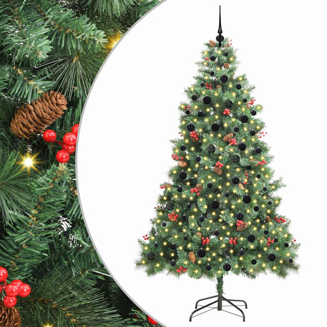 Kunstigt juletræ med LED -strimmellys Grøn 240 cm PVC og metal