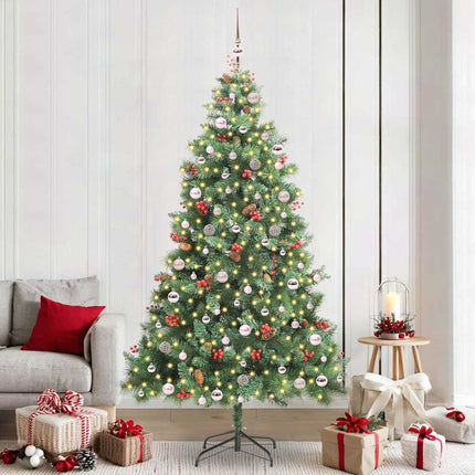 Kunstigt juletræ med LED -strimmellys Grøn 240 cm PVC og metal