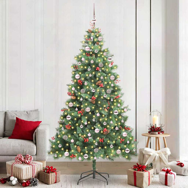 Kunstigt juletræ med LED -strimmellys Grøn 240 cm PVC og metal
