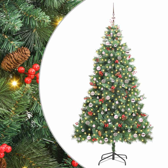 Kunstigt juletræ med LED -strimmellys Grøn 240 cm PVC og metal