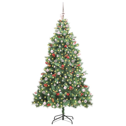 Kunstigt juletræ med LED -strimmellys Grøn 240 cm PVC og metal