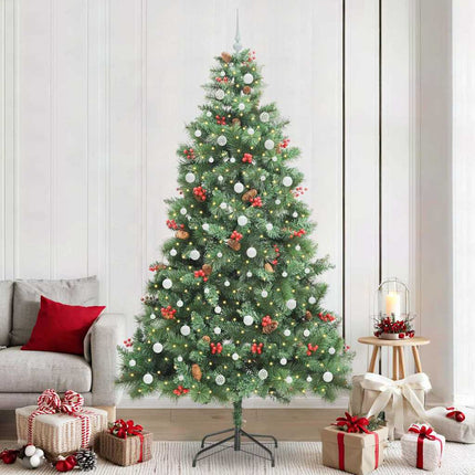 Kunstigt juletræ med LED -strimmellys Grøn 240 cm PVC og metal