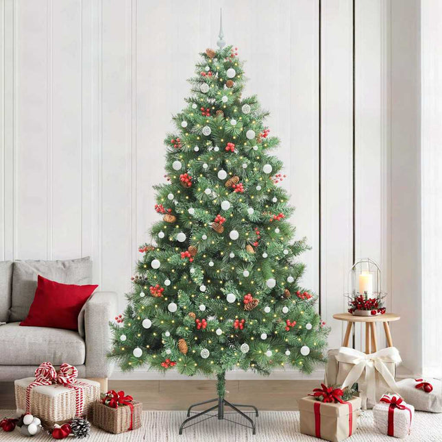 Kunstigt juletræ med LED -strimmellys Grøn 240 cm PVC og metal