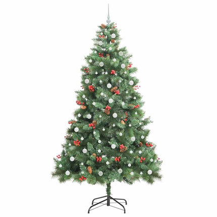 Kunstigt juletræ med LED -strimmellys Grøn 240 cm PVC og metal