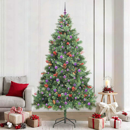 Kunstigt juletræ med LED -strimmellys Grøn 240 cm PVC og metal