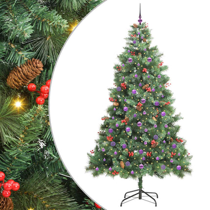 Kunstigt juletræ med LED -strimmellys Grøn 240 cm PVC og metal